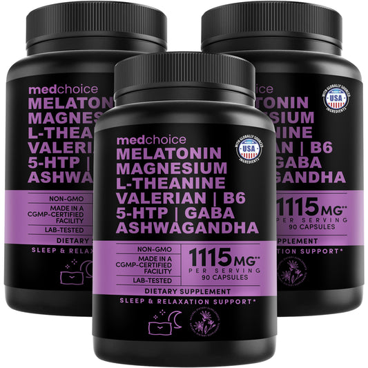 Bottle of 12-in-1 Melatonin Sleep Capsules with label