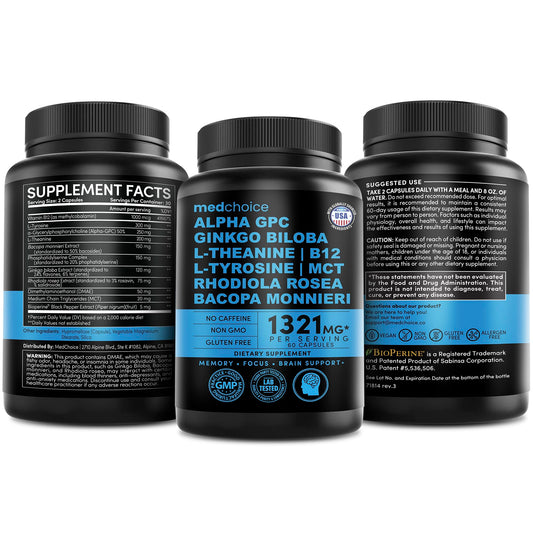Pill capsules for 12-in-1 Nootropic Ginkgo Biloba Brain Support 60-count