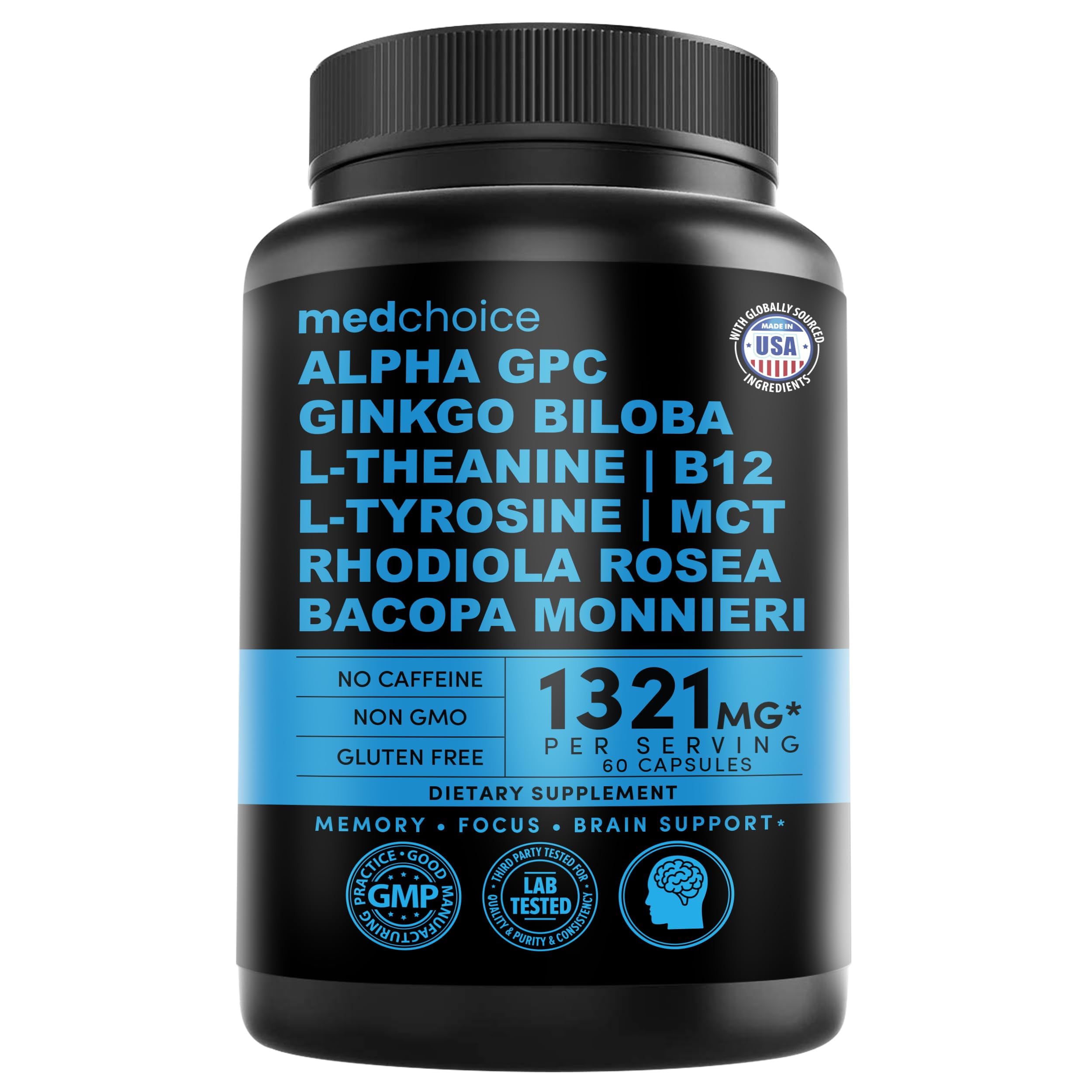 Packaging image for 12-in-1 Nootropic Ginkgo Biloba Brain Support 60-count