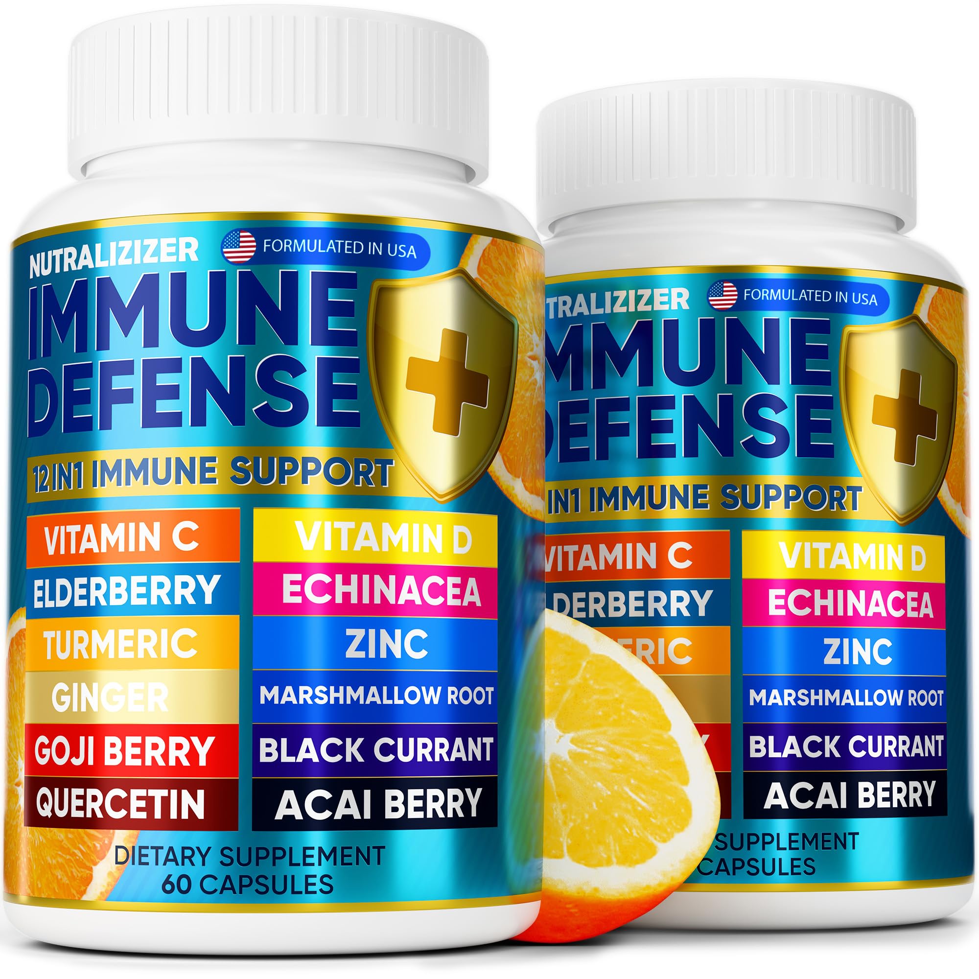 Bottle of 12-in-1 Premium Immune Defense Vitamins