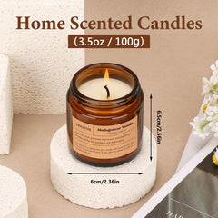 Natural soy wax candles with lead-free cotton wicks in amber jars