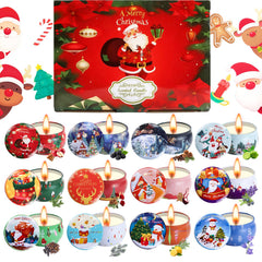 Decorative metal tin candle from the 12-pack Christmas scented candles set