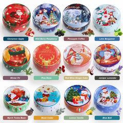 Cinnamon apple scented candle in festive metal tin