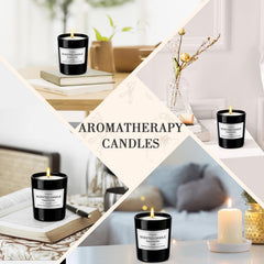 Aromatherapy candles in gift set demonstrating 12 fragrances