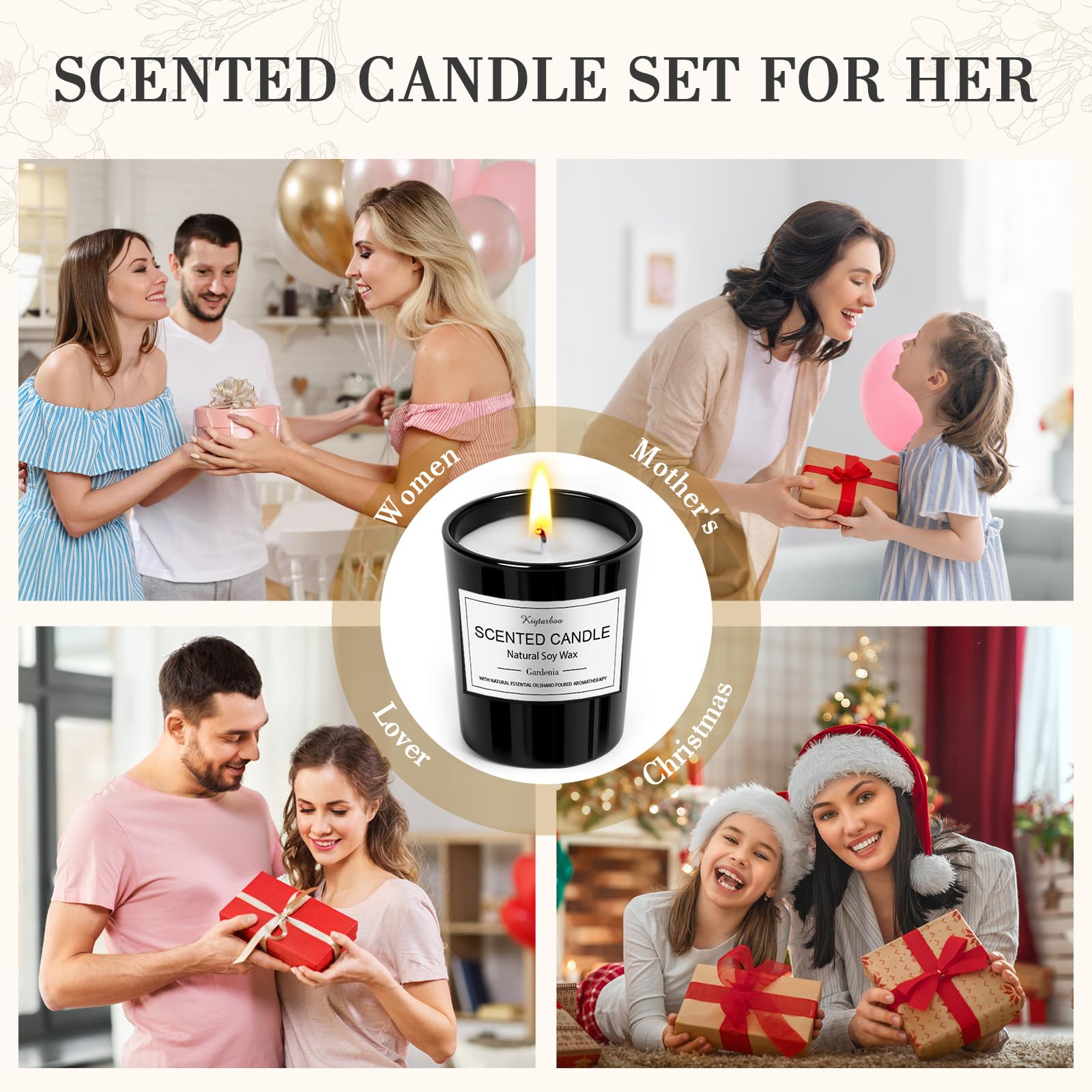 Coordinated gift box packaging for the 12-pack candles