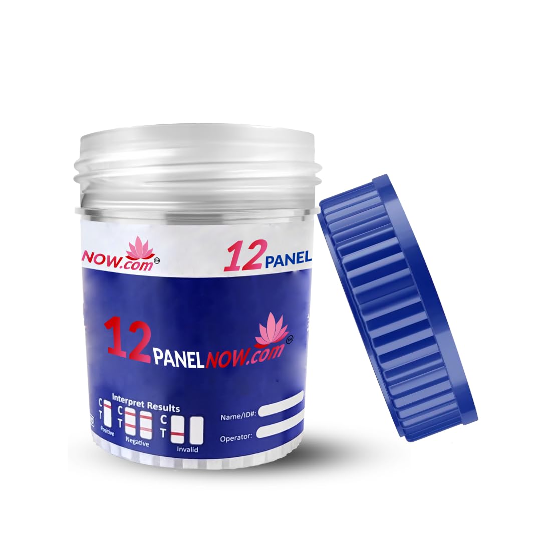 Close-up of temperature strip on urine drug test cup