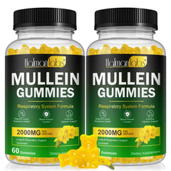Bottle of 120-count pear-flavored mullein gummies