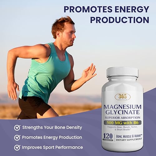 Bottle containing 120 vegetarian magnesium glycinate tablets