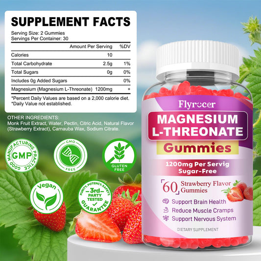 Bottle of Magnesium L-Threonate Gummies with label
