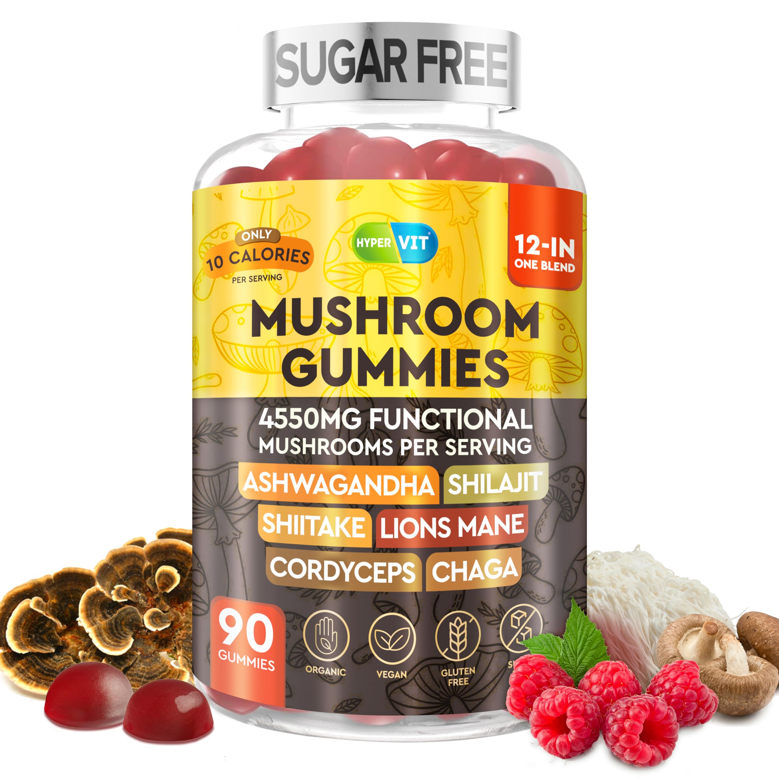 Hero image for 12in1 Mushroom Gummies with 90-count bottle