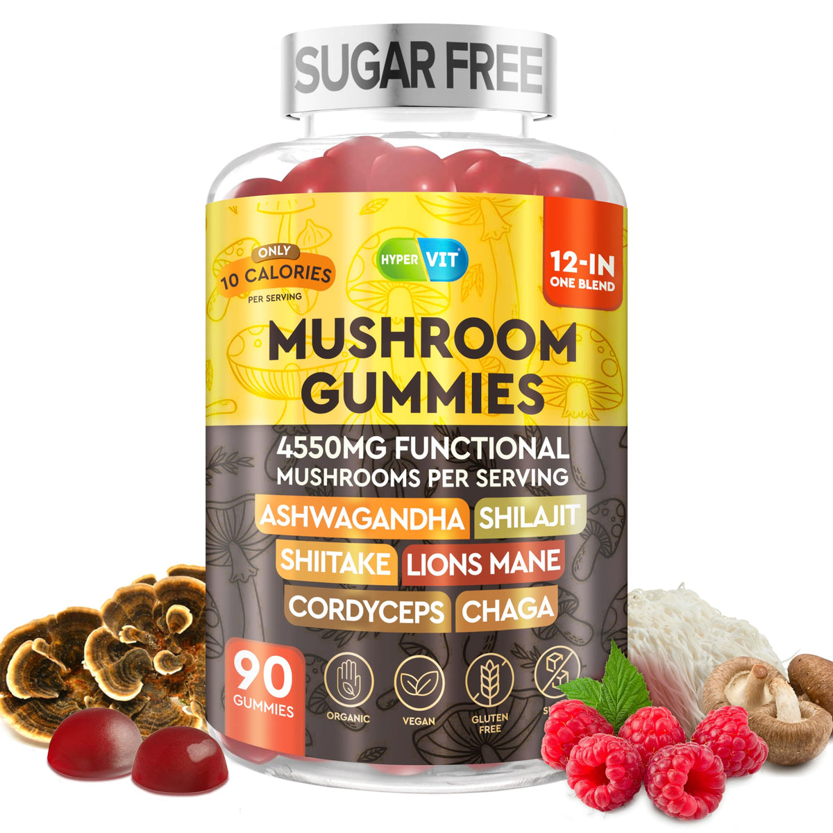 Hero image for 12in1 Mushroom Gummies with 90-count bottle