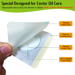 Close-up of castor oil wrap patch showing core cotton pad