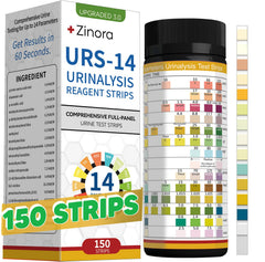 Front view of 14-URS 150ct urine test strips box