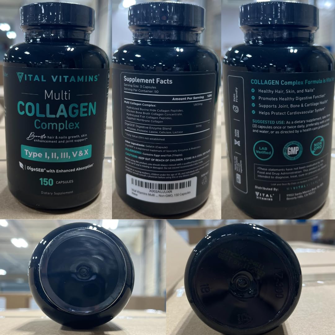 150-capsule bottle of Vital Vitamins Multi Collagen