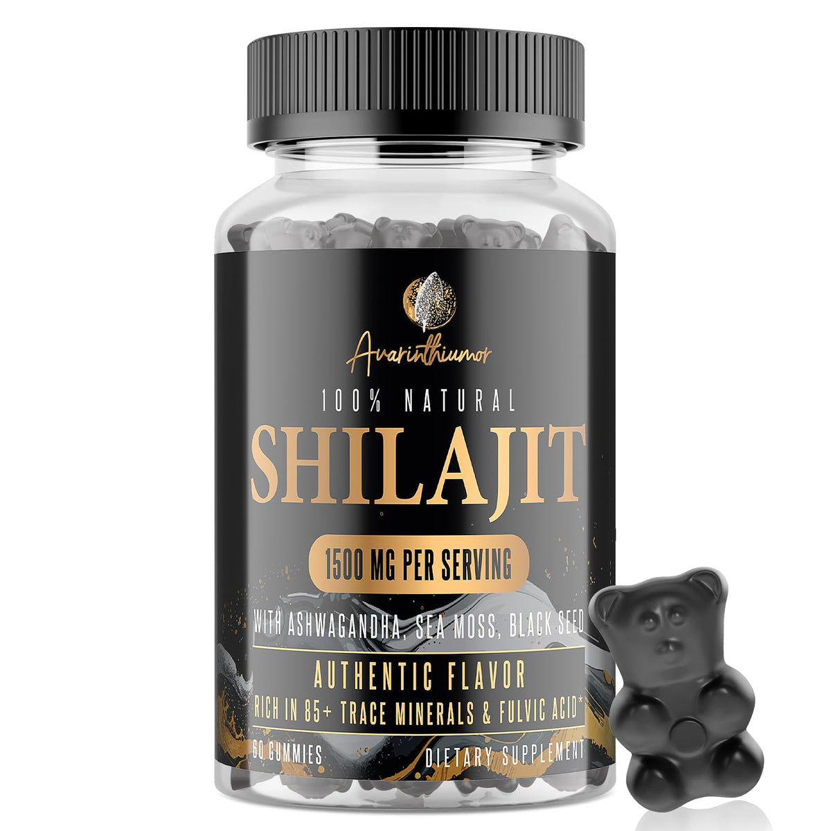 Hero shot of 1500mg Shilajit Gummies for men and women