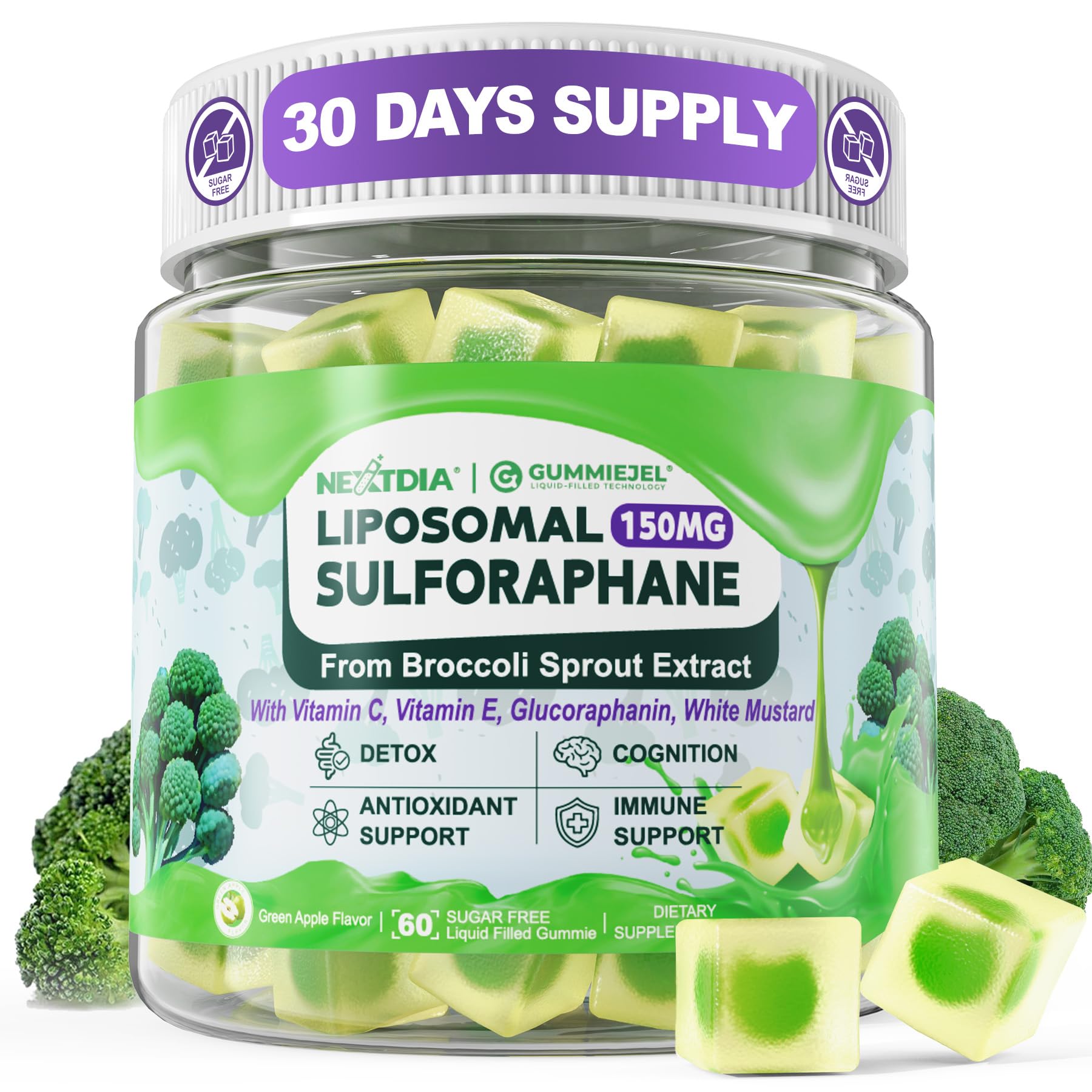 Bottle of 150mg Liposomal Sulforaphane Gummies