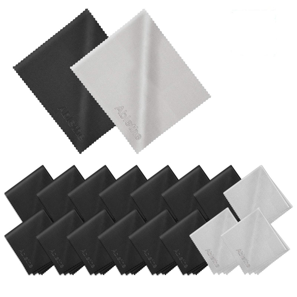 18-pack premium microfiber cleaning cloths in black and gray