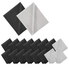 18-pack premium microfiber cleaning cloths in black and gray