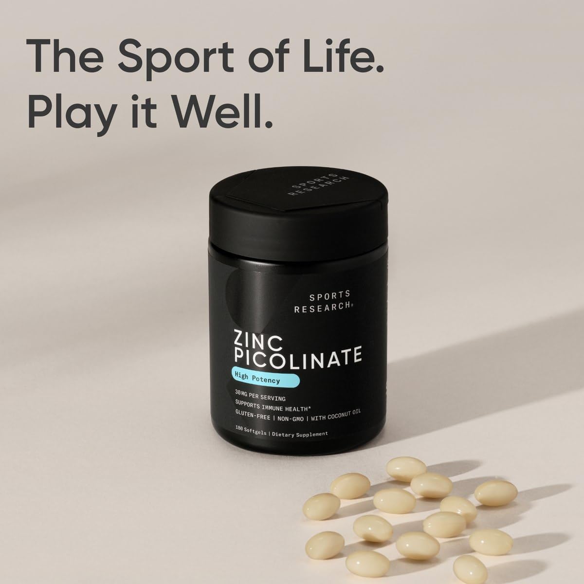 180 softgels package of zinc picolinate