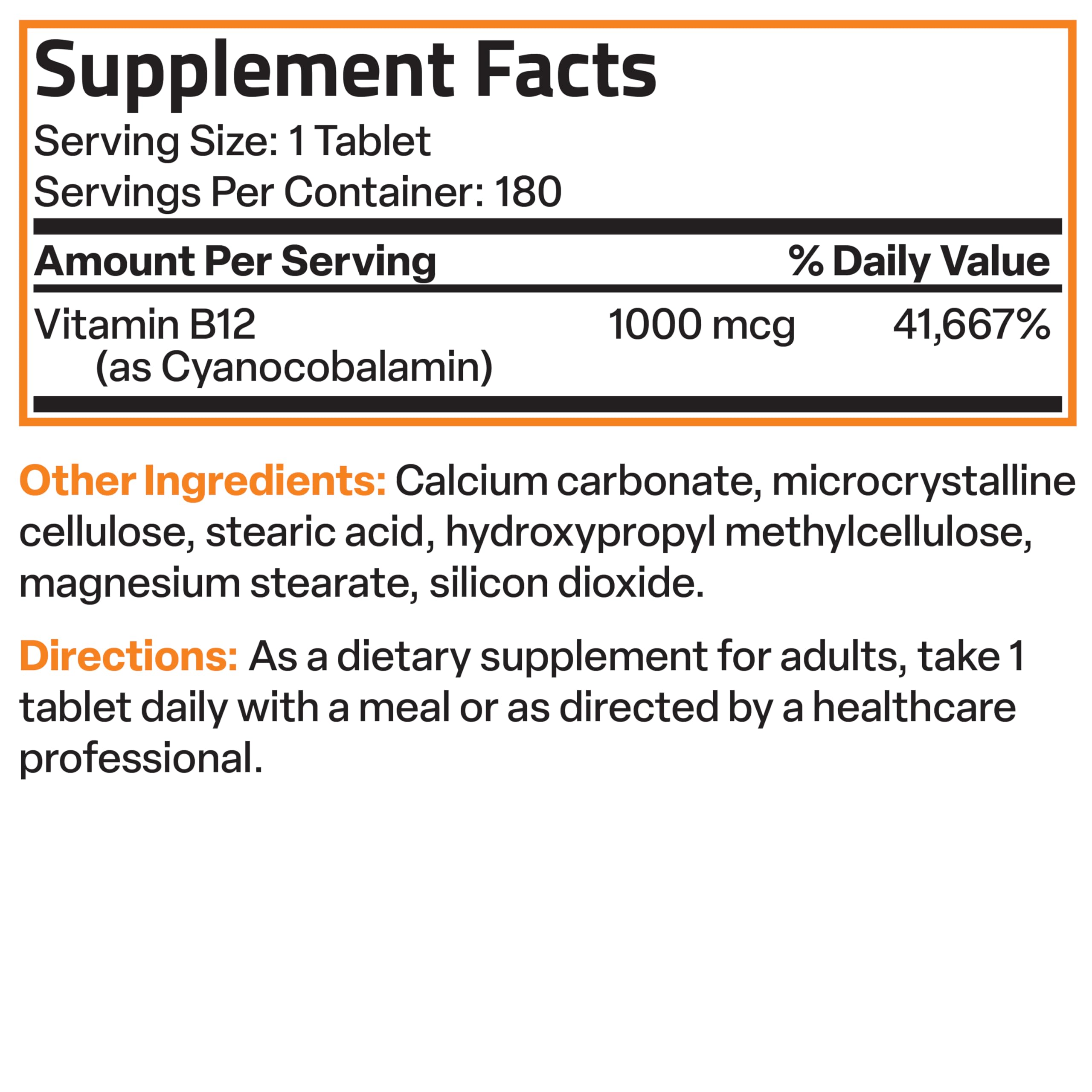 180-tablet bottle of Bronson B12 supplement