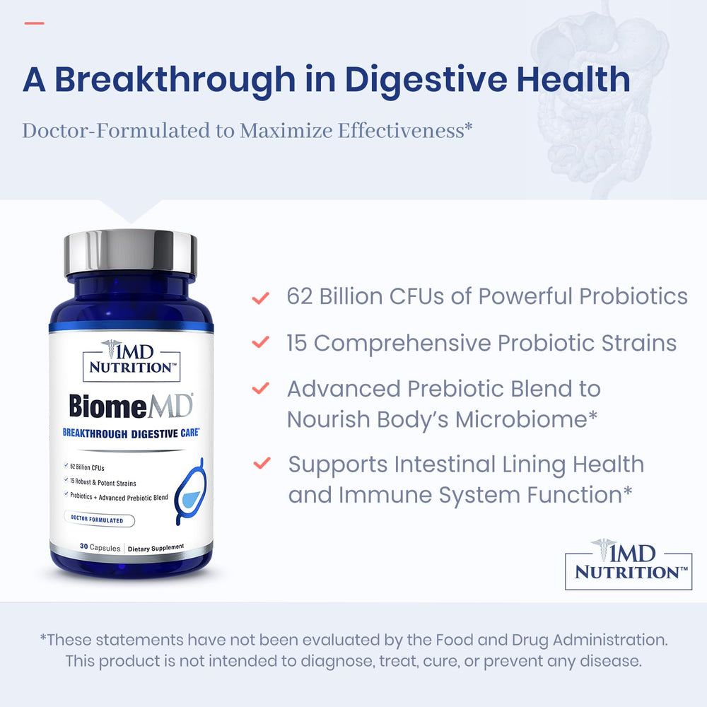 Digestive health emphasis image for BiomeMD Probiotics