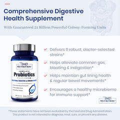 Nutritional facts panel for 1MD Complete Probiotics Platinum
