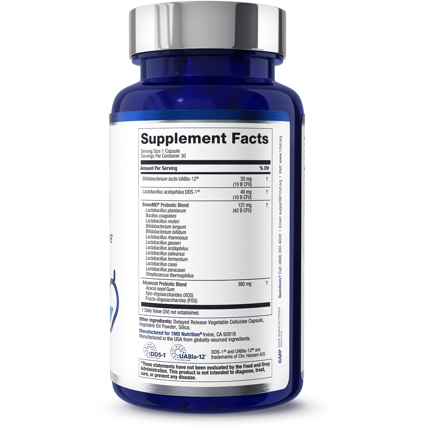 BiomeMD Probiotics bottle in a clean kitchen setting for daily immune support potential.