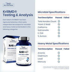 1MD KrillMD bottle back reveals ingredients and suggested use.