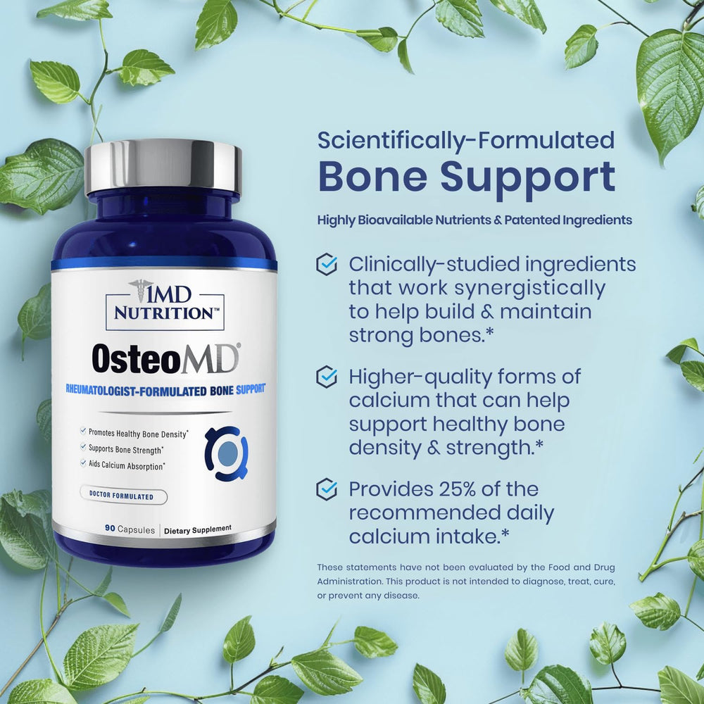 1MD OsteoMD hydroxyapatite with vitamin D3 and K2 is pictured.