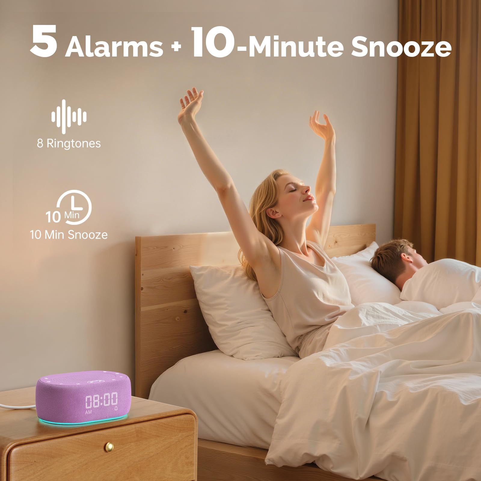 1Mii purple night light 7-color dimmable for cozy evenings