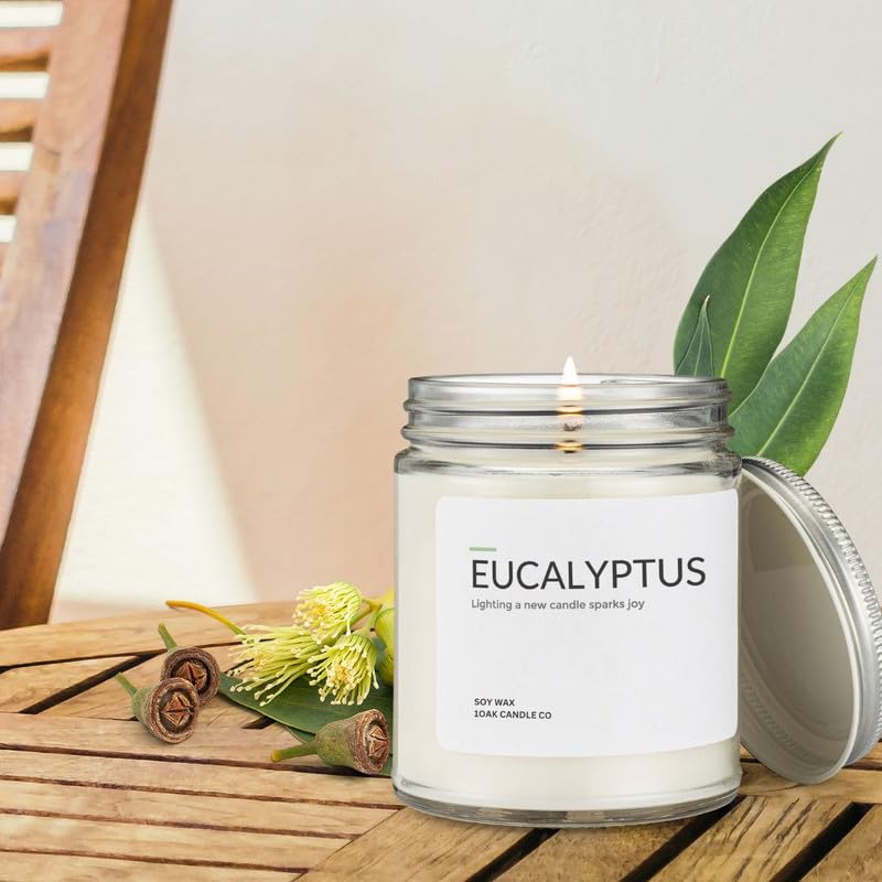 Natural cotton wick close-up in 7oz eucalyptus candle