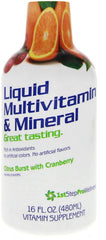 Front view of 1st Step Energy Liquid Multivitamin Citrus Burst bottle
