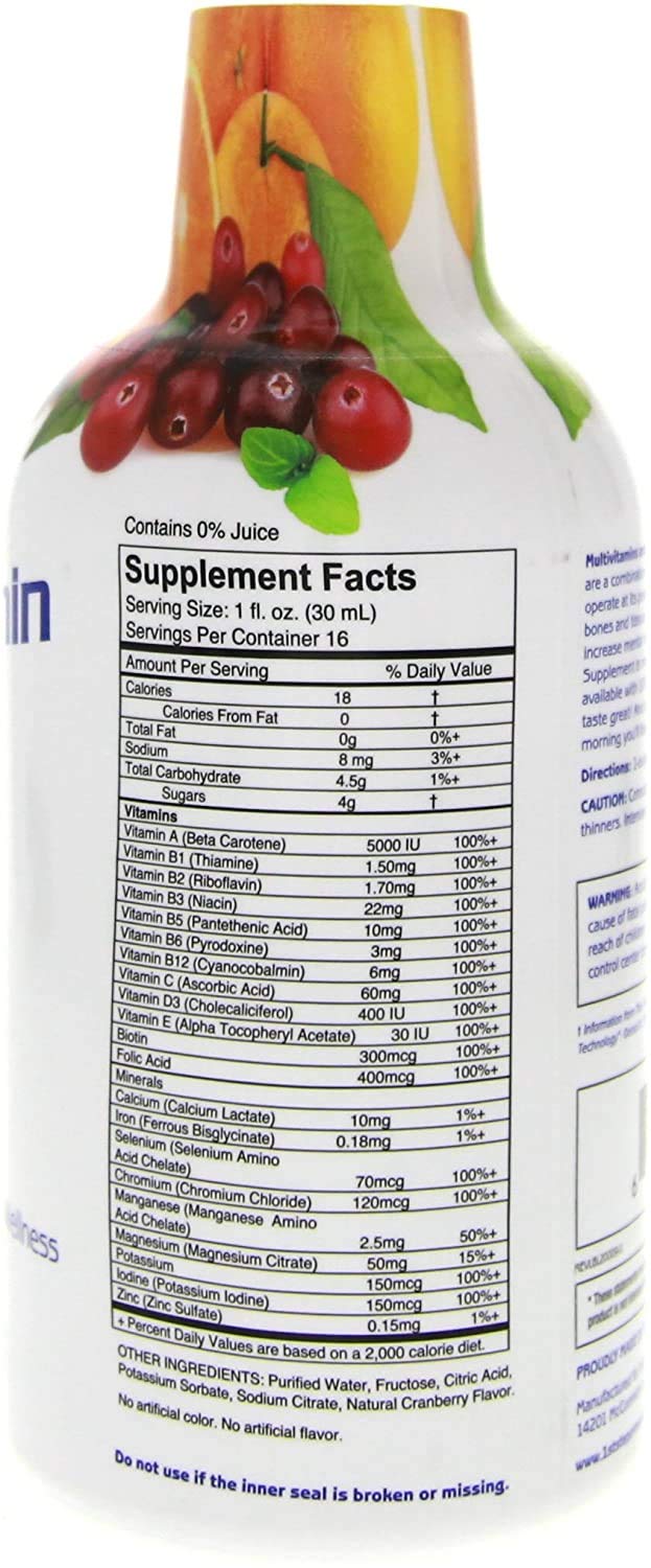 Nutrition facts panel showing 71 vitamins and minerals