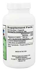 Close-up of nutrition label showing 500 mg per capsule and non-GMO, gluten-free notes