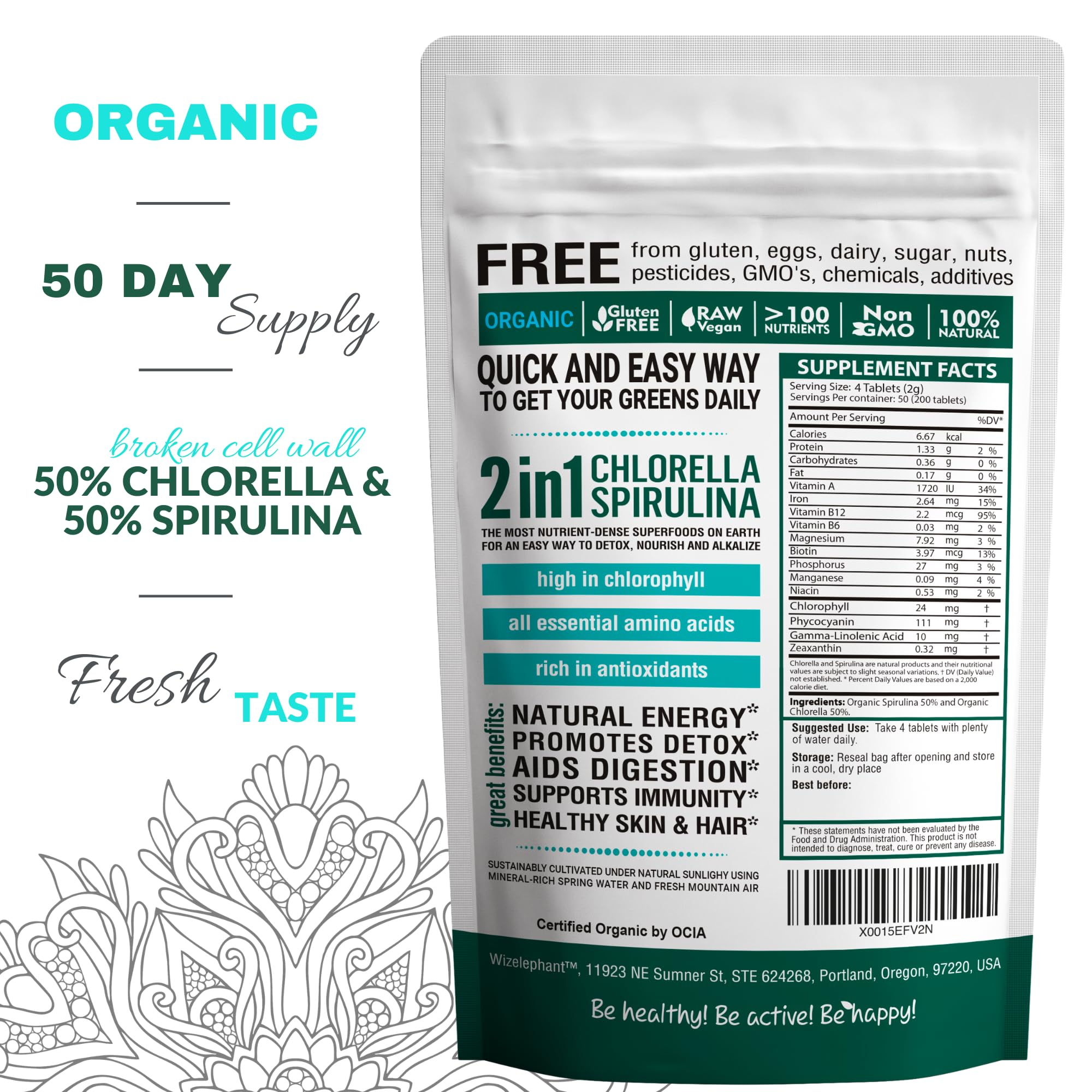 2-in-1 spirulina chlorella tablets