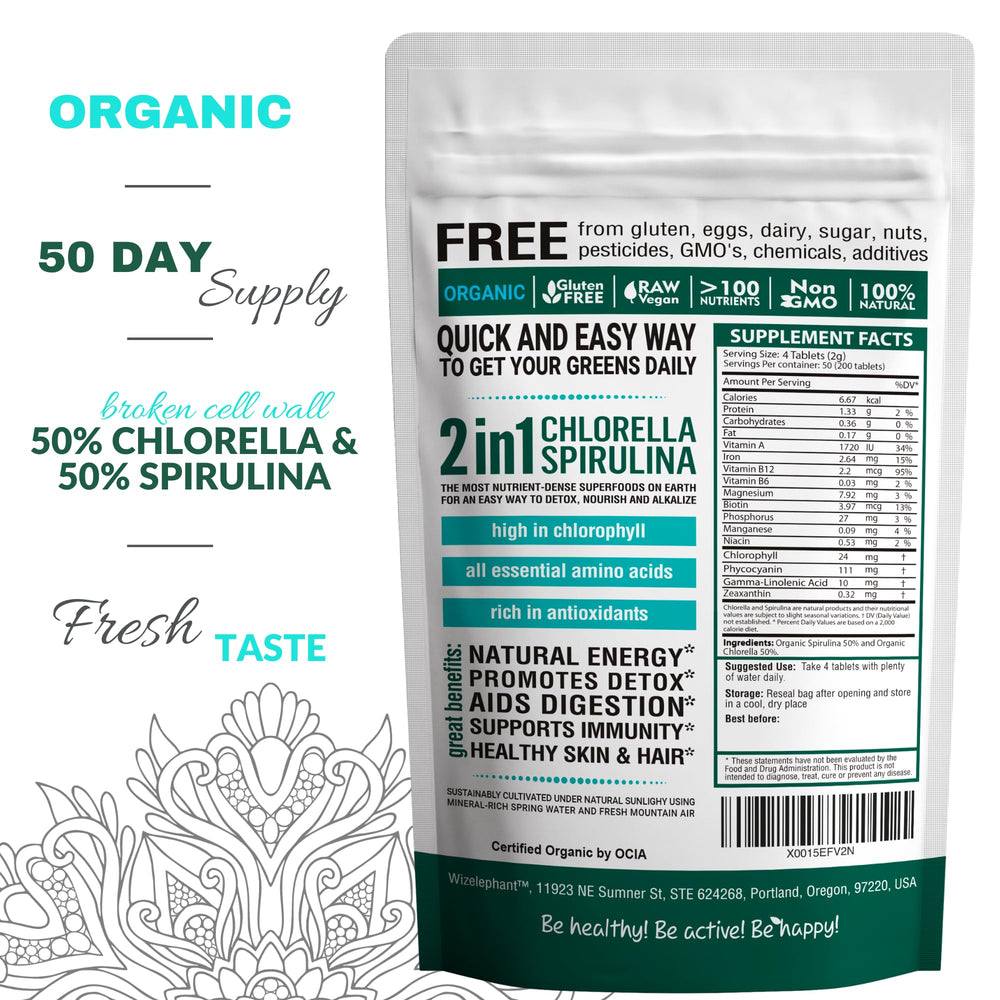 2-in-1 spirulina chlorella tablets