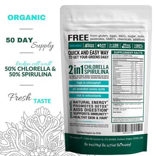 2-in-1 spirulina chlorella tablets