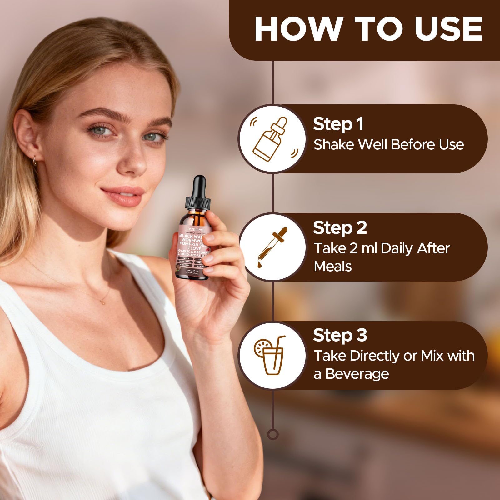Raspberry-flavored tincture drops in glass bottle