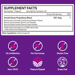 Product packaging with grass-fed beef organ supplement label