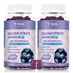 Blueberry flavor calcium citrate gummies bottle with 2-pack packaging