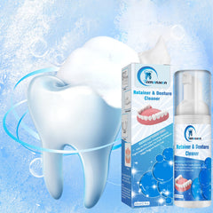 Product packaging showing the 2-pack Aligner Cleaner and Denture Cleaner Foam