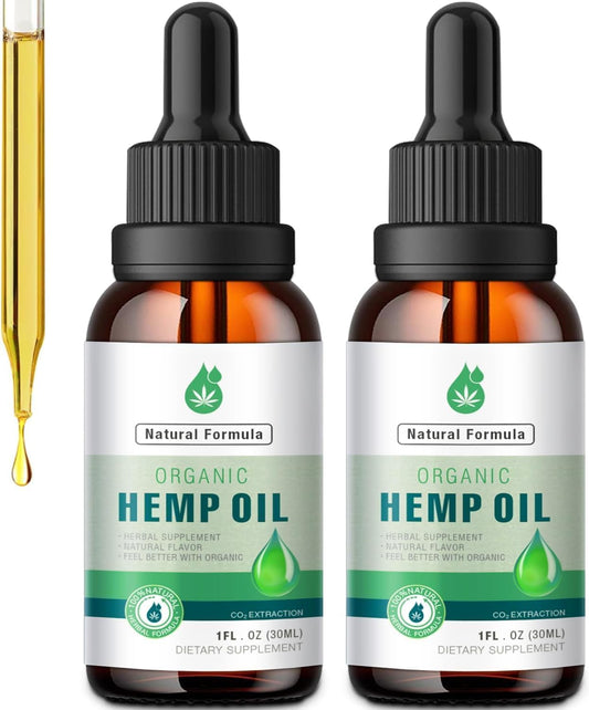 2 Pack Organic Hemp Oil Premium bottle front view