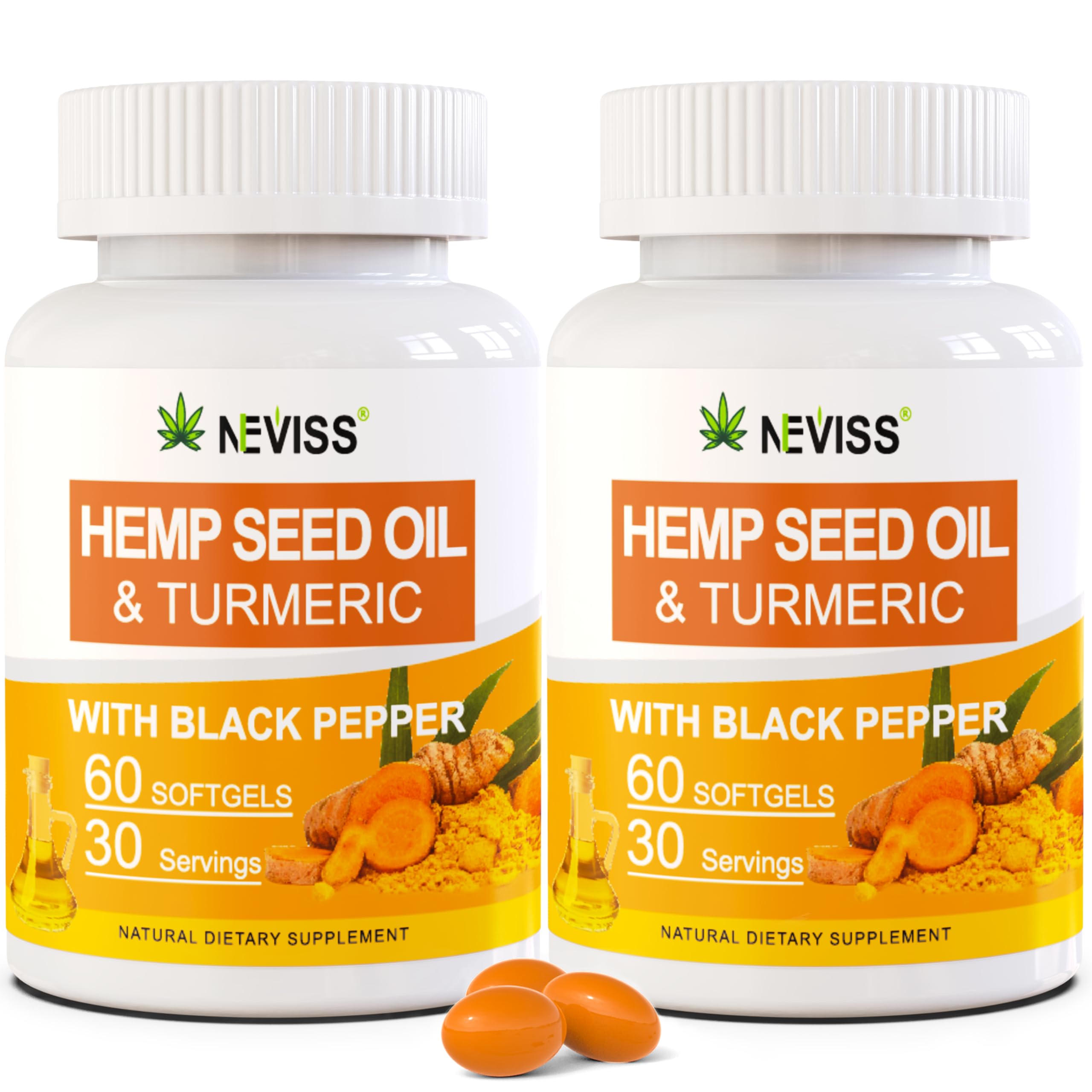 Two-pack hemp oil turmeric softgels hero image