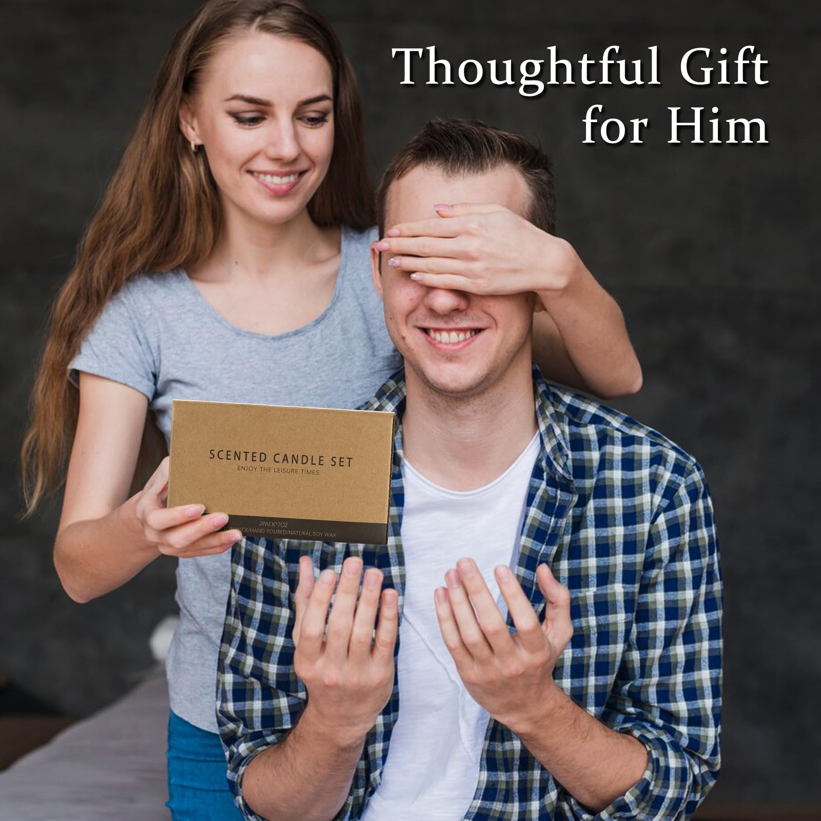 Gift-ready two-pack men candles with elegant packaging