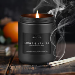 Vintage Leather candle with vanilla warmth in a masculine setting