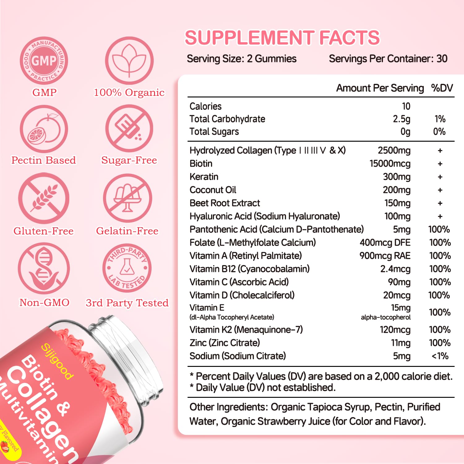 Strawberry collagen gummies 120 count packaging