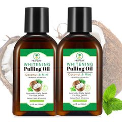 Two coconut mint oil pulling mouthwash bottles in a 2-pack.