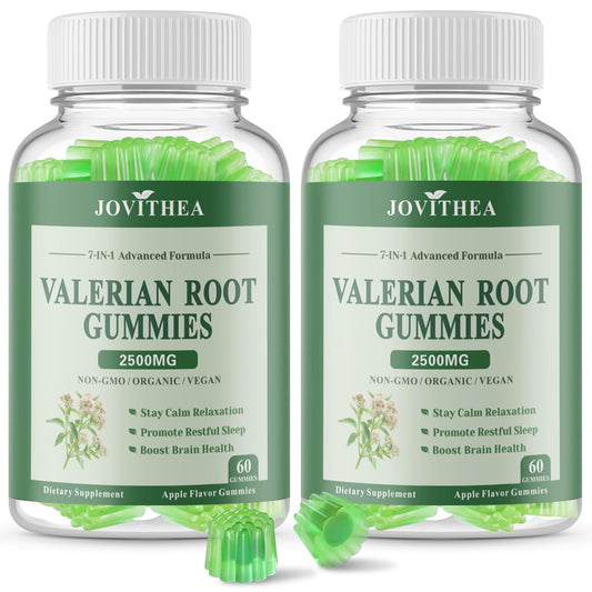 Two-pack Organic Valerian Root Gummies bottle with apple flavor