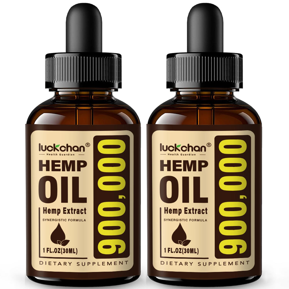Front view of the 2-pack Premium Hemp Oil with bottles