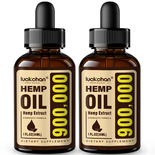 Front view of the 2-pack Premium Hemp Oil with bottles